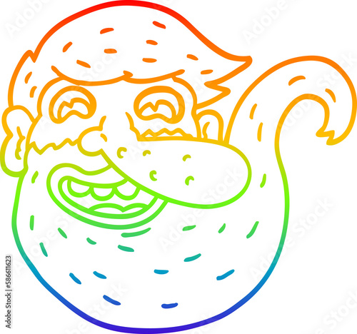 Obraz na plátně rainbow gradient line drawing bearded cartoon man