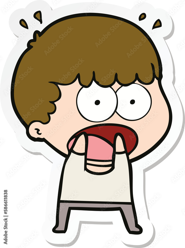 sticker of a cartoon shocked man sticker of a cartoon shocked man