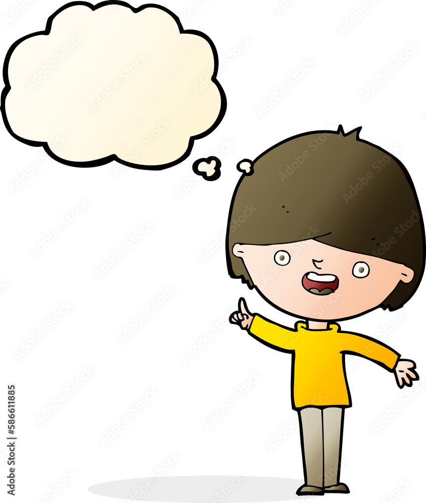 cartoon happy boy with thought bubble cartoon happy boy with thought bubble