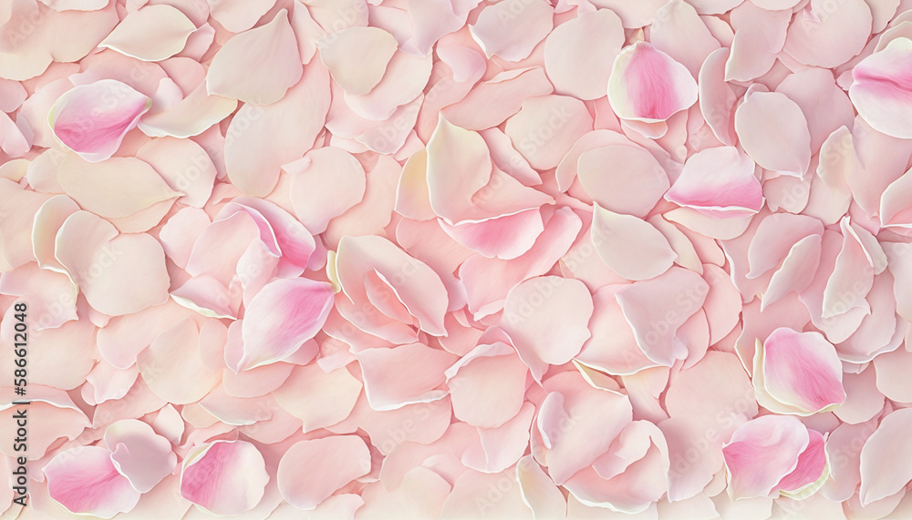 Pink roses petals on pastel background