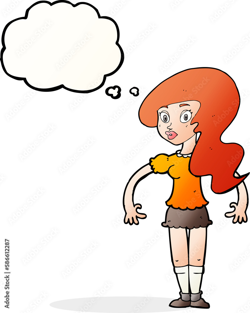 cartoon pretty woman with thought bubble cartoon pretty woman with thought bubble