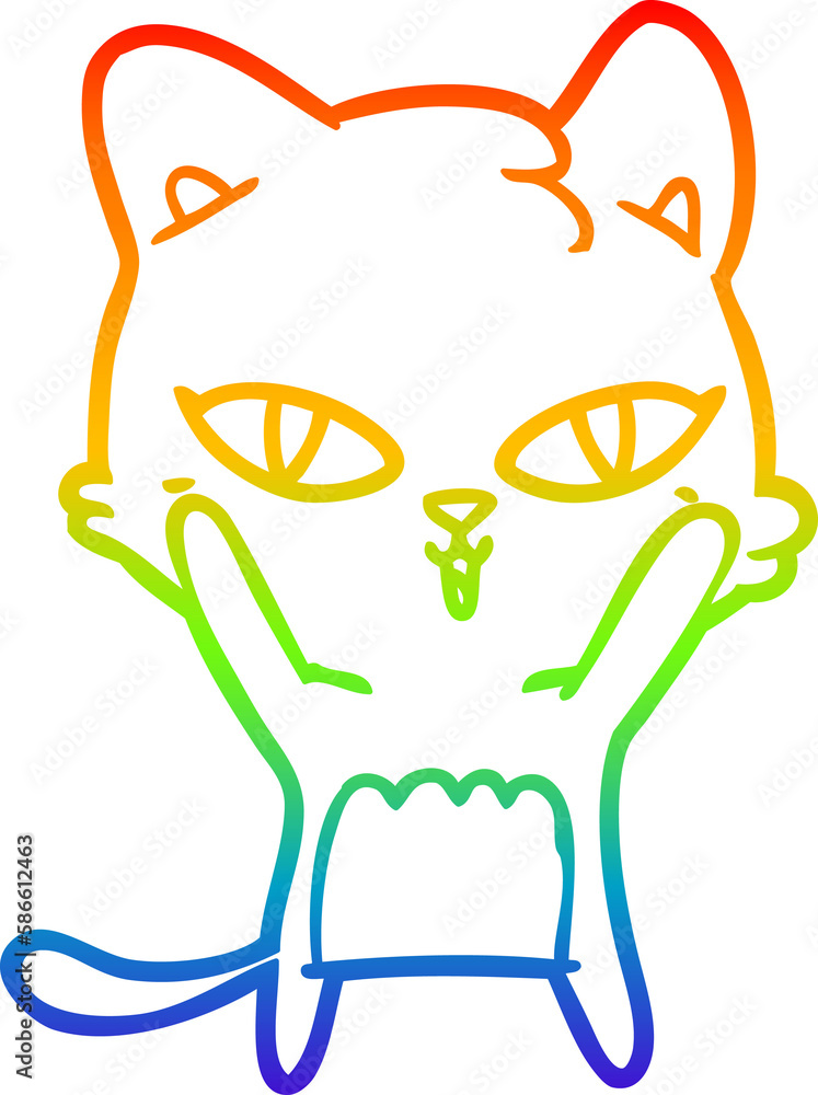 rainbow gradient line drawing cartoon cat rainbow gradient line drawing cartoon cat