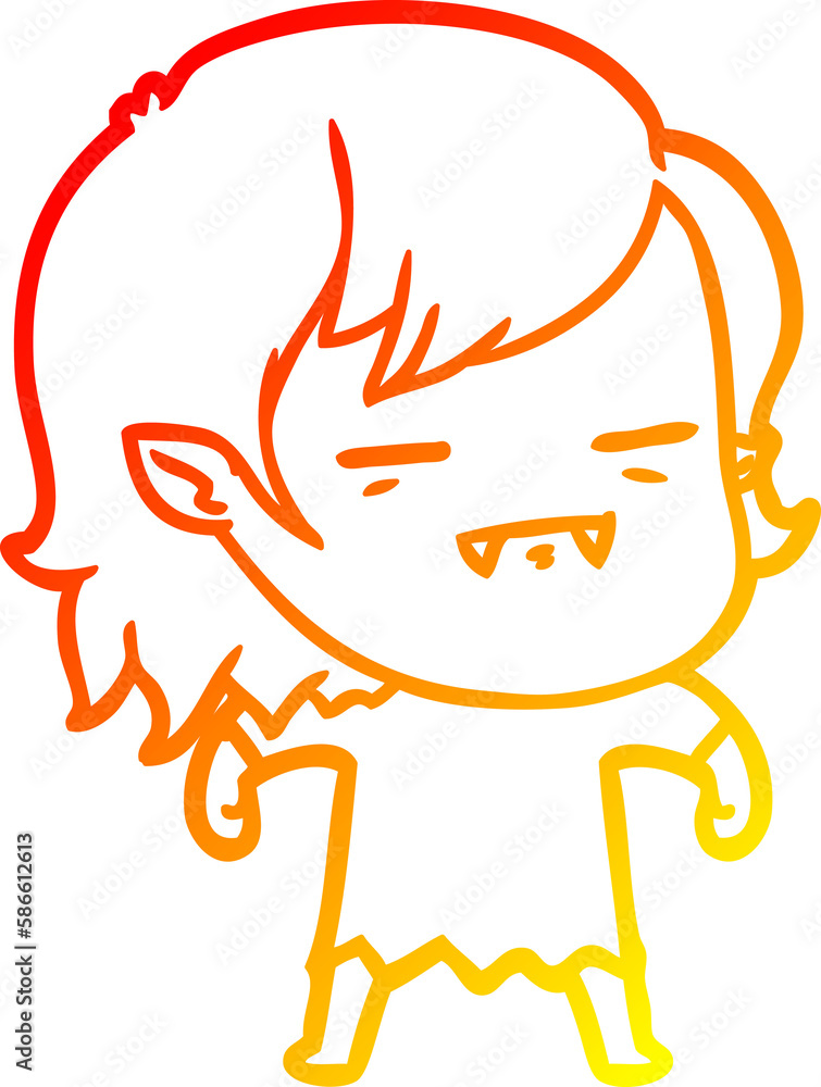 warm gradient line drawing cartoon undead vampire girl warm gradient line drawing cartoon undead vampire girl