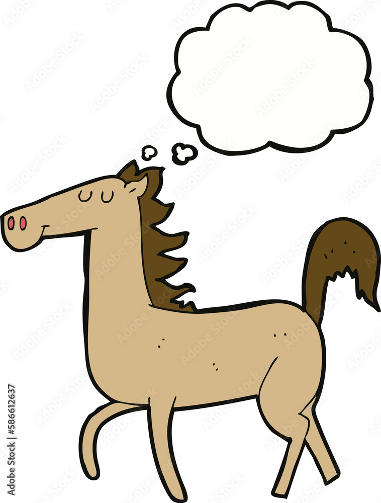 Fototapeta premium cartoon horse with thought bubble