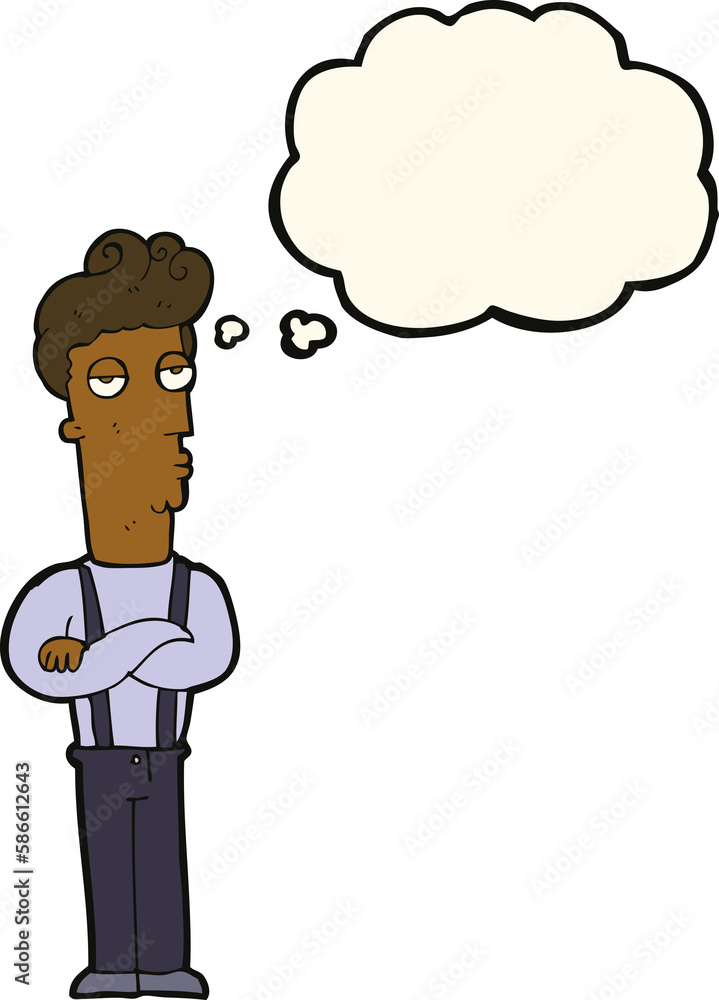 cartoon unimpressed man with thought bubble cartoon unimpressed man with thought bubble