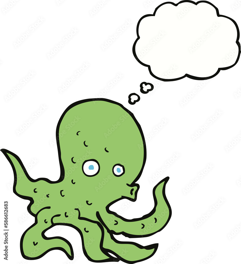 cartoon octopus with thought bubble cartoon octopus with thought bubble