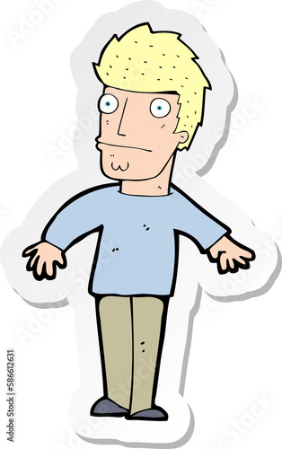 sticker of a cartoon worried man