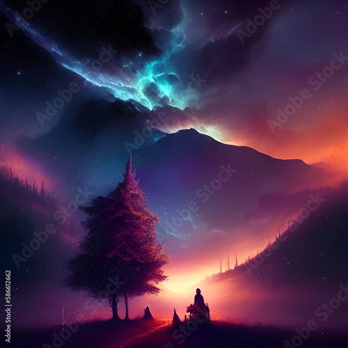 magical beautiful Night sky background