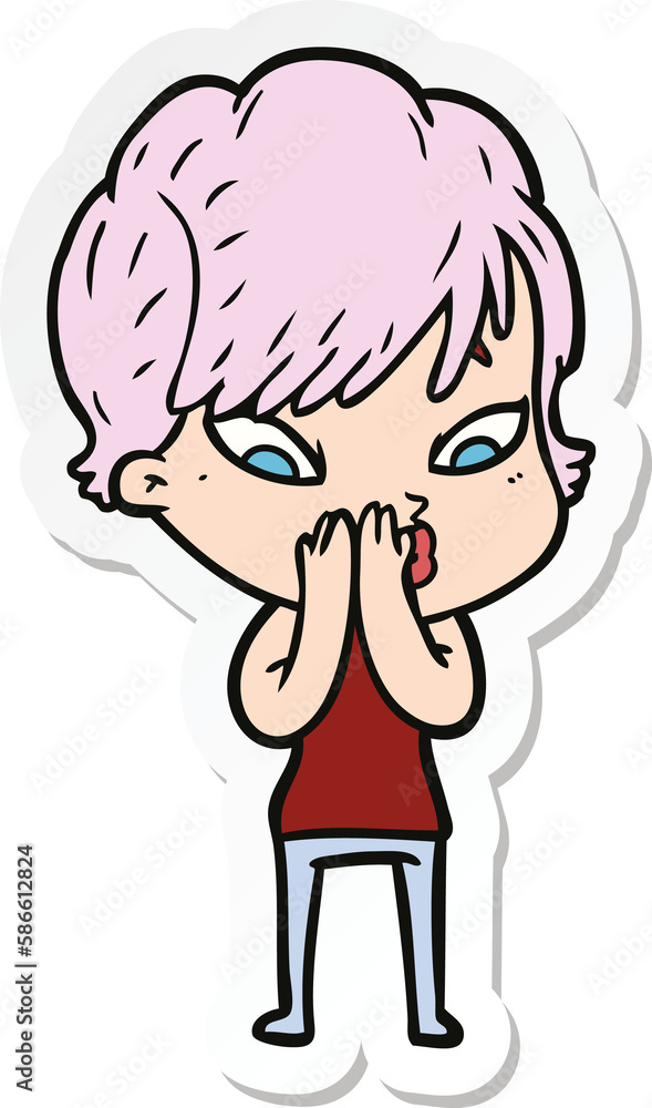 sticker of a cartoon woman sticker of a cartoon woman
