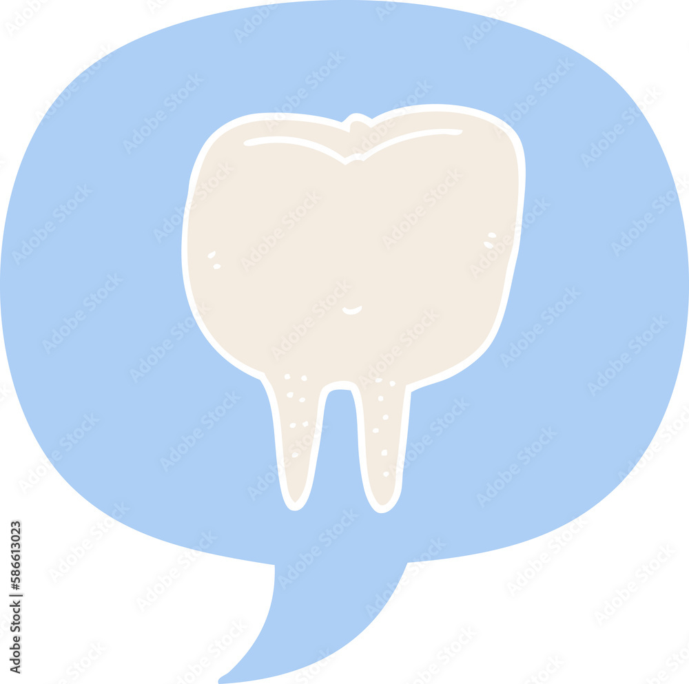 cartoon tooth and speech bubble in retro style cartoon tooth and speech bubble in retro style