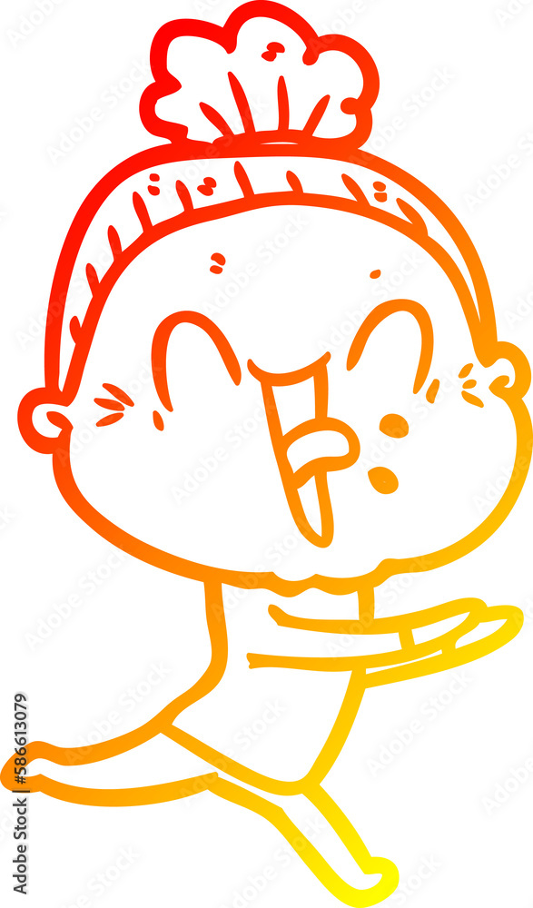 warm gradient line drawing cartoon happy old woman warm gradient line drawing cartoon happy old woman
