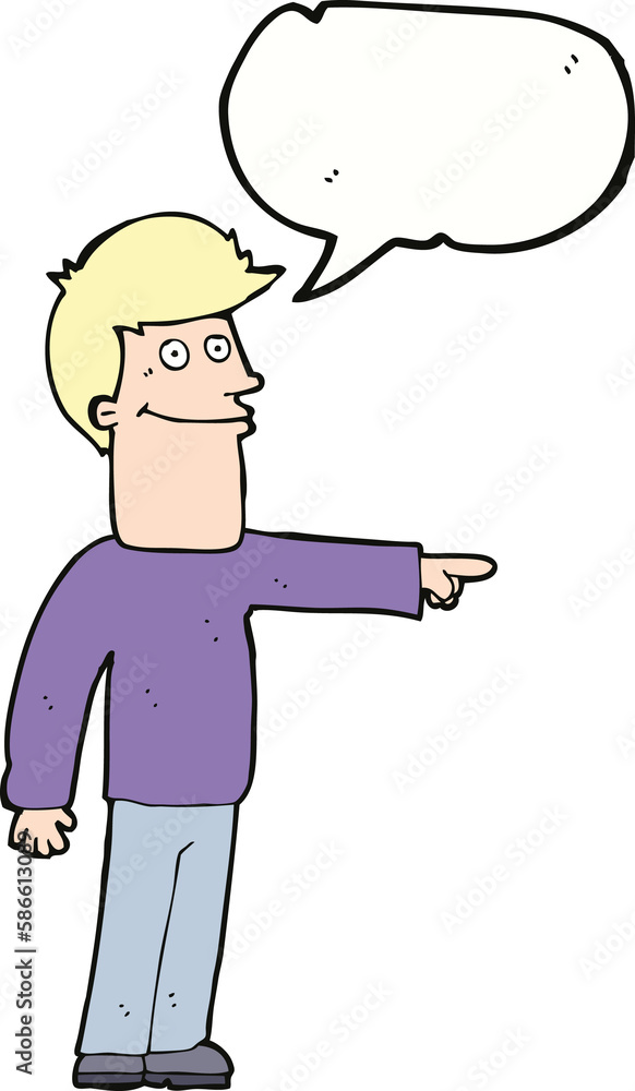 cartoon man pointing with speech bubble cartoon man pointing with speech bubble