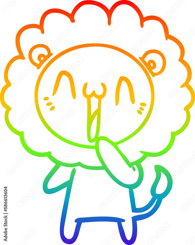 rainbow gradient line drawing happy cartoon lion rainbow gradient line drawing happy cartoon lion