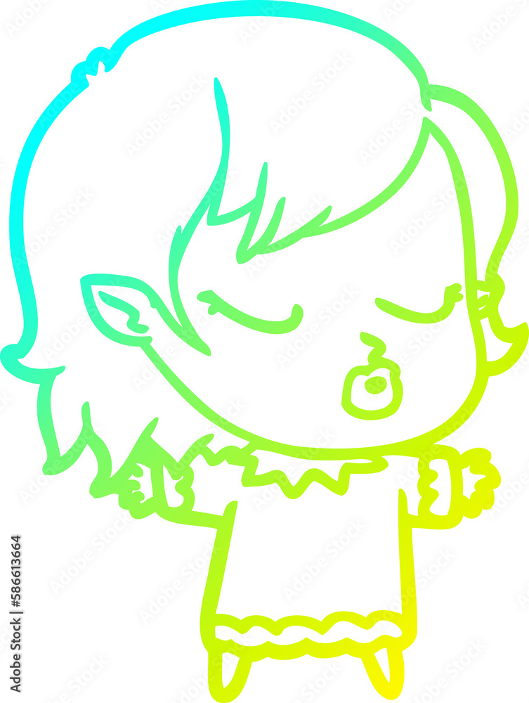 cold gradient line drawing cute cartoon vampire girl cold gradient line drawing cute cartoon vampire girl