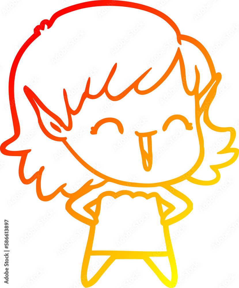 warm gradient line drawing cartoon elf girl warm gradient line drawing cartoon elf girl