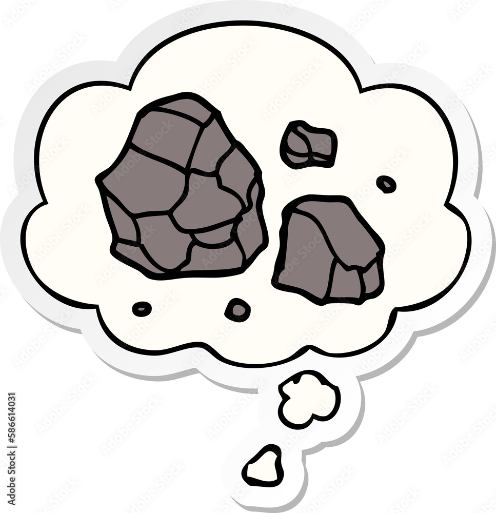 cartoon rocks and thought bubble as a printed sticker cartoon rocks and thought bubble as a printed sticker