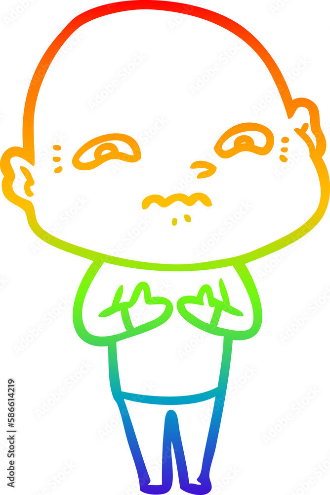 rainbow gradient line drawing cartoon nervous man rainbow gradient line drawing cartoon nervous man