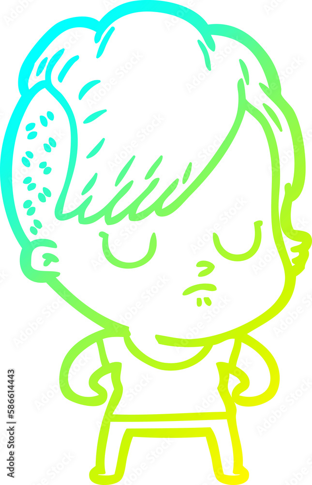 cold gradient line drawing cartoon woman cold gradient line drawing cartoon woman