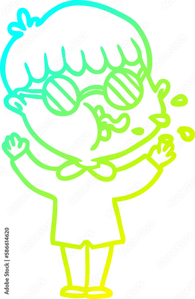 cold gradient line drawing cartoon boy wearing spectacles cold gradient line drawing cartoon boy wearing spectacles