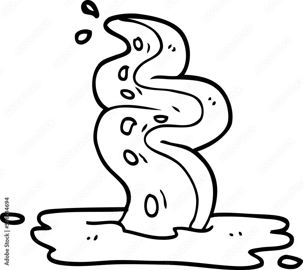 Fototapeta premium line drawing cartoon spooky tentacle