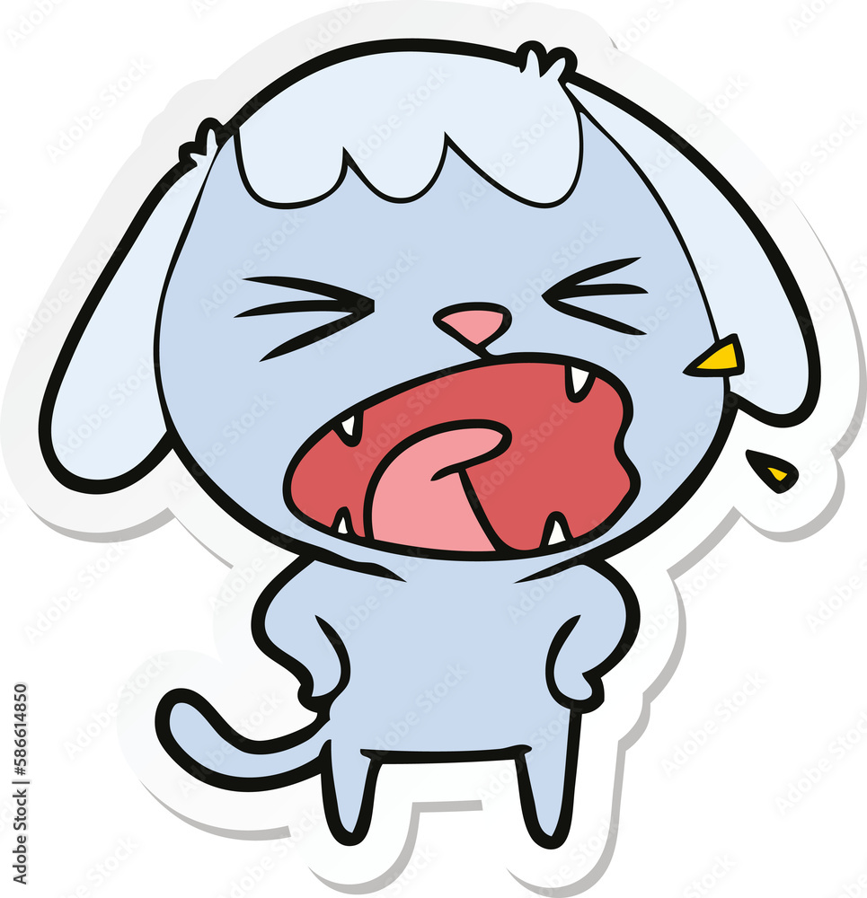 sticker of a cute cartoon dog barking sticker of a cute cartoon dog barking