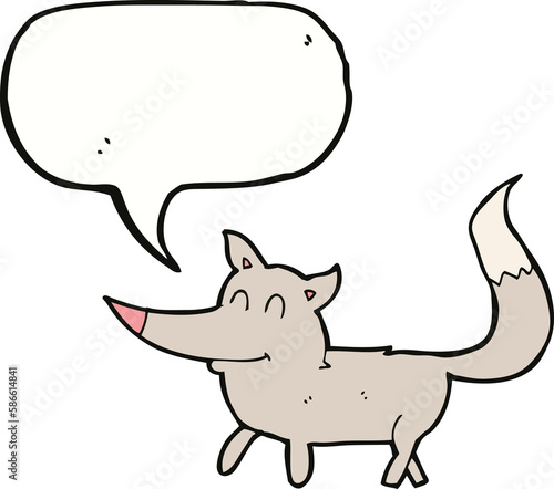 cartoon little wolf with speech bubble