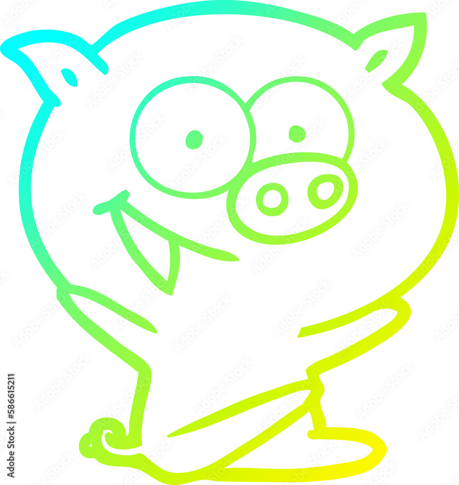 cold gradient line drawing cheerful sitting pig cartoon cold gradient line drawing cheerful sitting pig cartoon