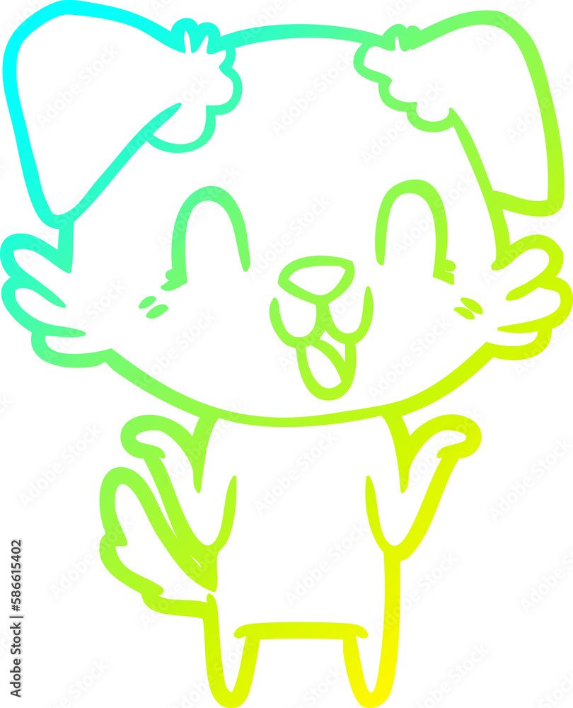 cold gradient line drawing laughing cartoon dog shrugging shoulders cold gradient line drawing laughing cartoon dog shrugging shoulders