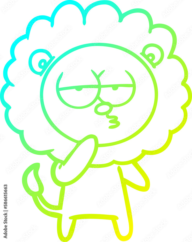 cold gradient line drawing cartoon tired lion cold gradient line drawing cartoon tired lion