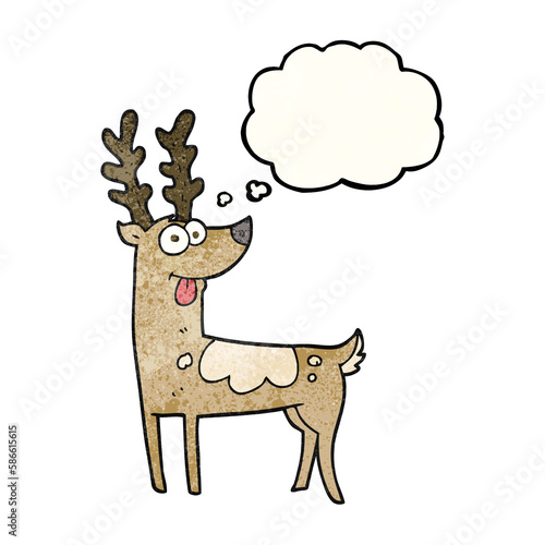 thought bubble textured cartoon reindeer