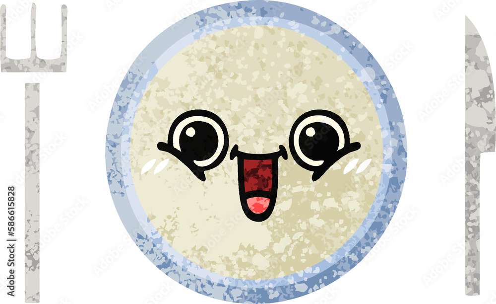 retro illustration style cartoon dinner plate retro illustration style cartoon dinner plate