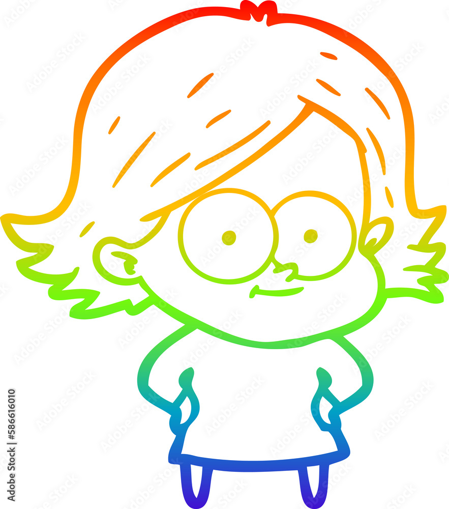 rainbow gradient line drawing happy cartoon girl rainbow gradient line drawing happy cartoon girl