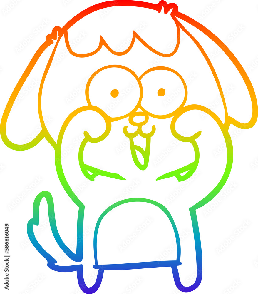 Obraz premium rainbow gradient line drawing cute cartoon dog