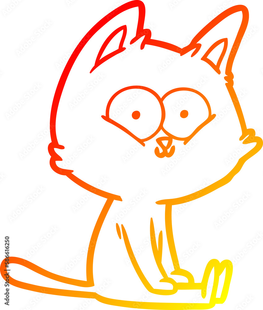 Obraz premium warm gradient line drawing cartoon cat sitting