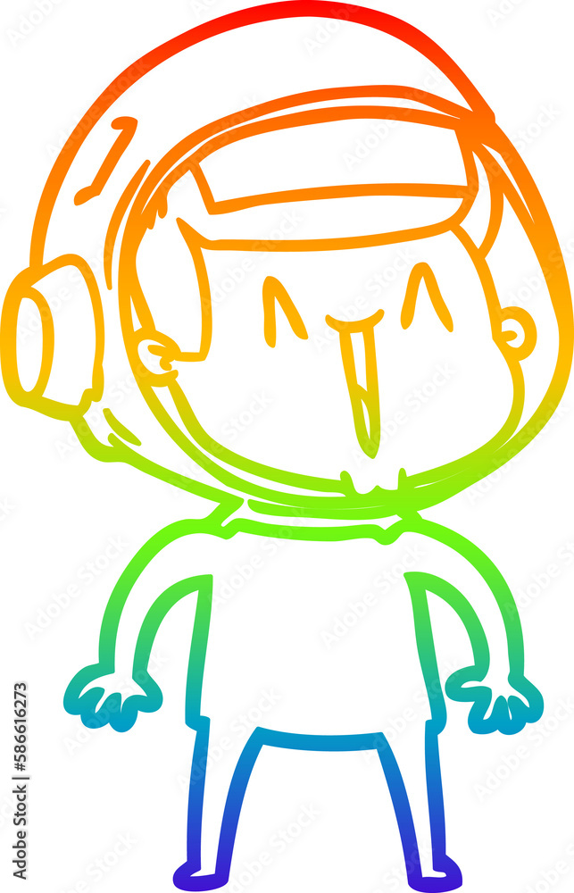 rainbow gradient line drawing happy cartoon astronaut rainbow gradient line drawing happy cartoon astronaut