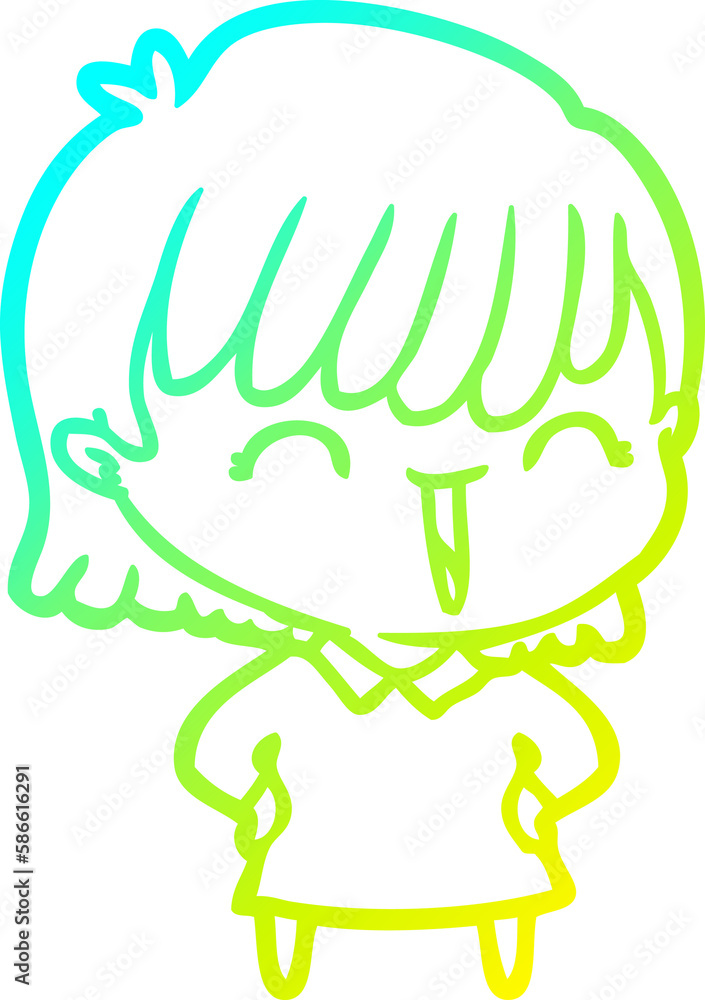 cold gradient line drawing cartoon woman cold gradient line drawing cartoon woman