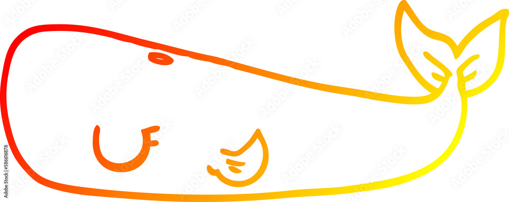 Obraz premium warm gradient line drawing cartoon whale