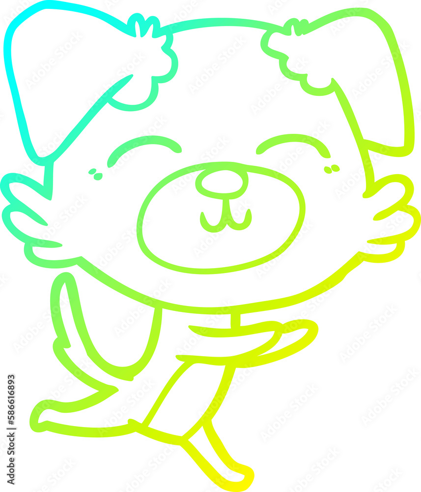 Fototapeta premium cold gradient line drawing cartoon dog
