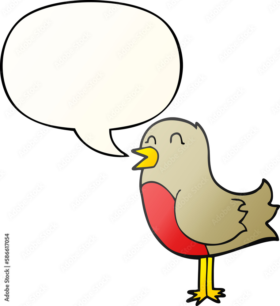 cartoon bird and speech bubble in smooth gradient style cartoon bird and speech bubble in smooth gradient style