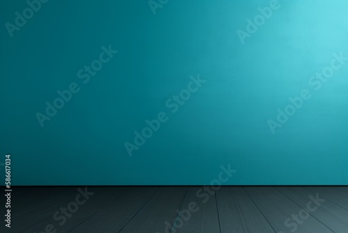 Minimalistic blue background with parquet floor- AI Generated