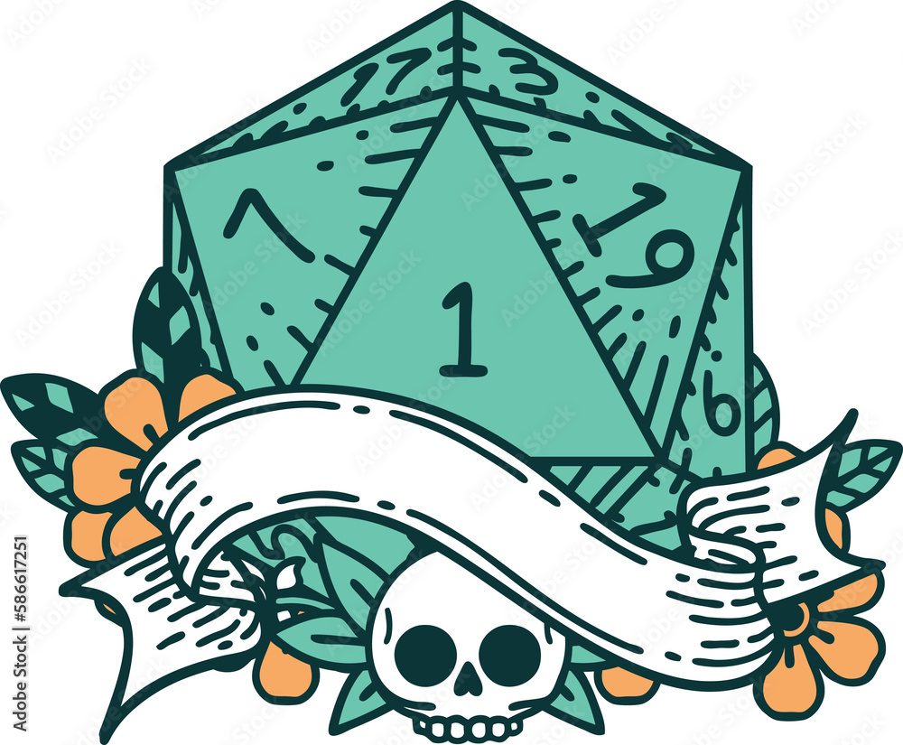 natural one d20 dice roll illustration natural one d20 dice roll illustration