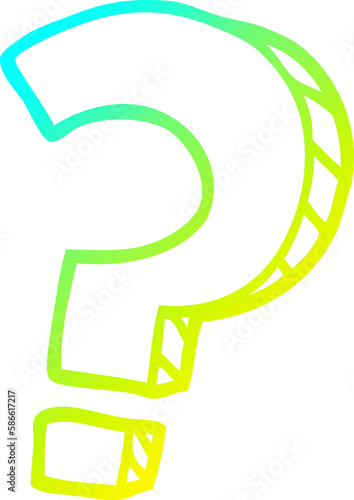 cold gradient line drawing cartoon question mark