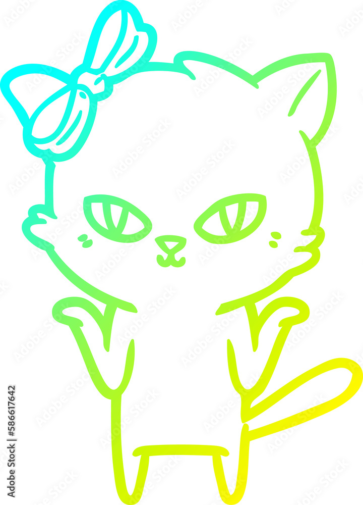 cold gradient line drawing cute cartoon cat cold gradient line drawing cute cartoon cat