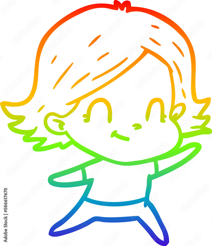 rainbow gradient line drawing cartoon friendly girl rainbow gradient line drawing cartoon friendly girl