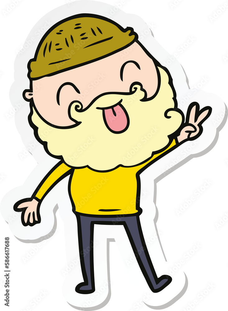 sticker of a man with beard giving peace sign sticker of a man with beard giving peace sign
