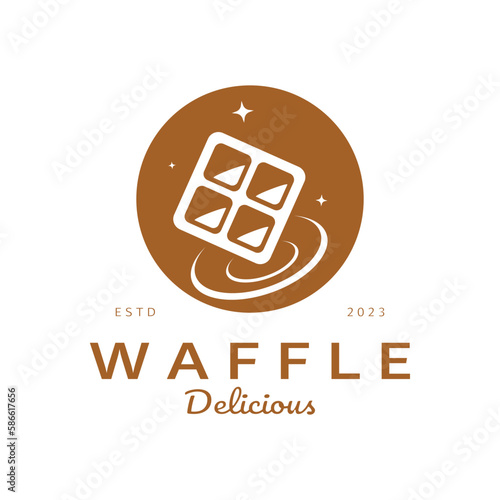 waffle logo simple illustration design,for pastry shop,emblem,badge,bakery business,pastry,bakery,vector