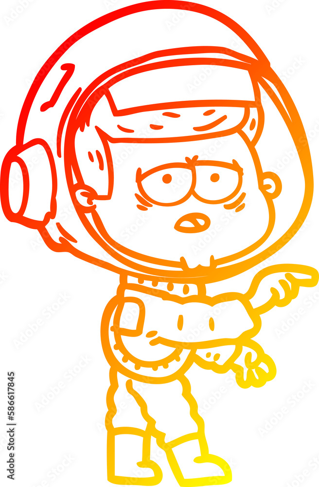warm gradient line drawing cartoon tired astronaut warm gradient line drawing cartoon tired astronaut
