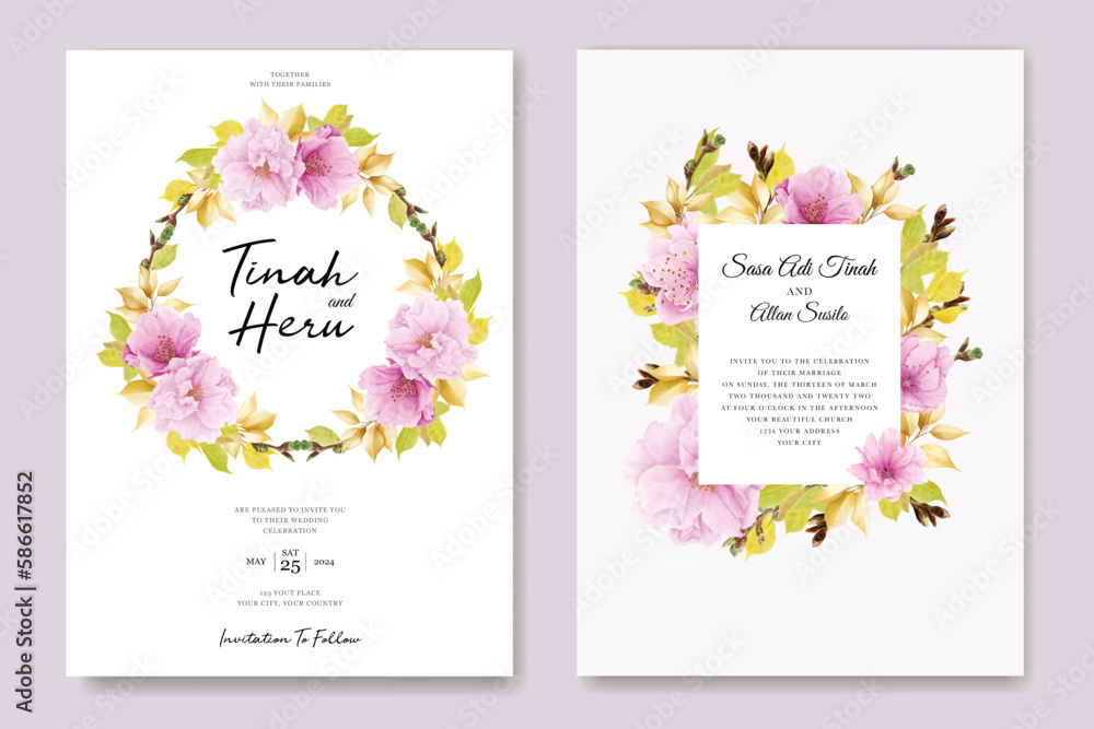 cherry blossom invitation card design