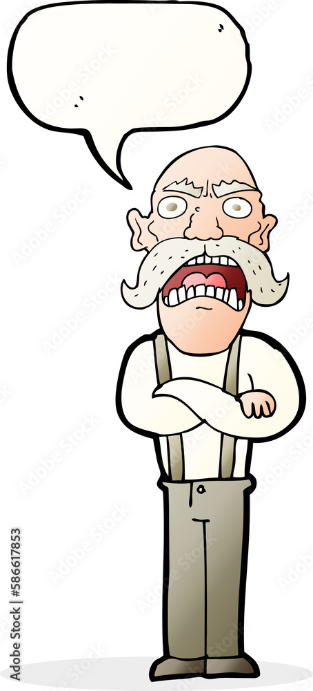 cartoon shocked old man with speech bubble cartoon shocked old man with speech bubble
