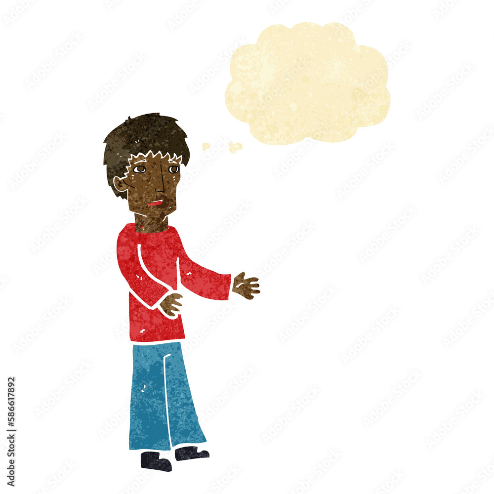 cartoon man explaining with thought bubble cartoon man explaining with thought bubble